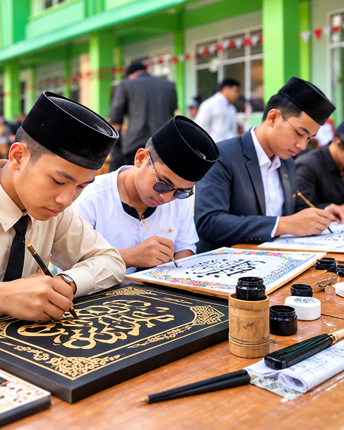 Proses latihan Kaligrafi Putra di Pondok Pesantren Attahiyyah
